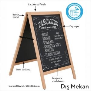 Ahşap A Pano Yazılabilir Zeminli 60x78cm 